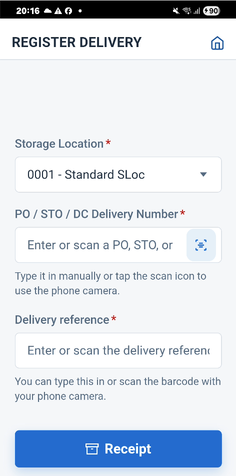 Register delivery